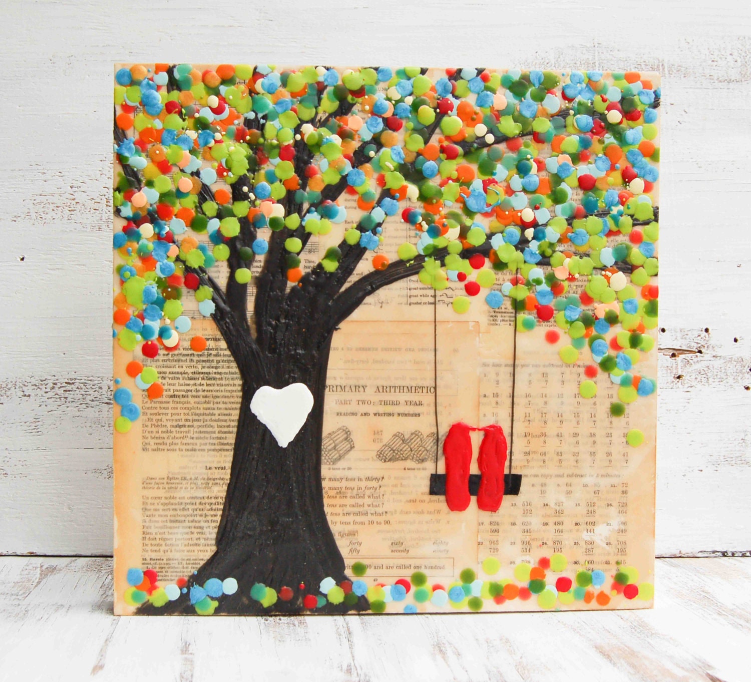 Kissing Lovebirds CUSTOMIZABLE Original Encaustic Mixed Media Painting Wedding Gift