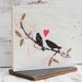 LOVE Song Original Encaustic Painting Pink Heart Bird Pink Blossoms Wedding