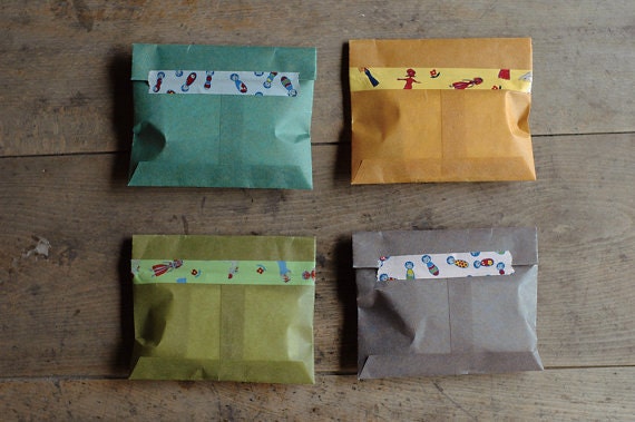 5 colour - wax flat paper bag set - small
