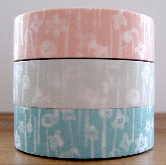 japanese masking tape set of 3 - small flowers