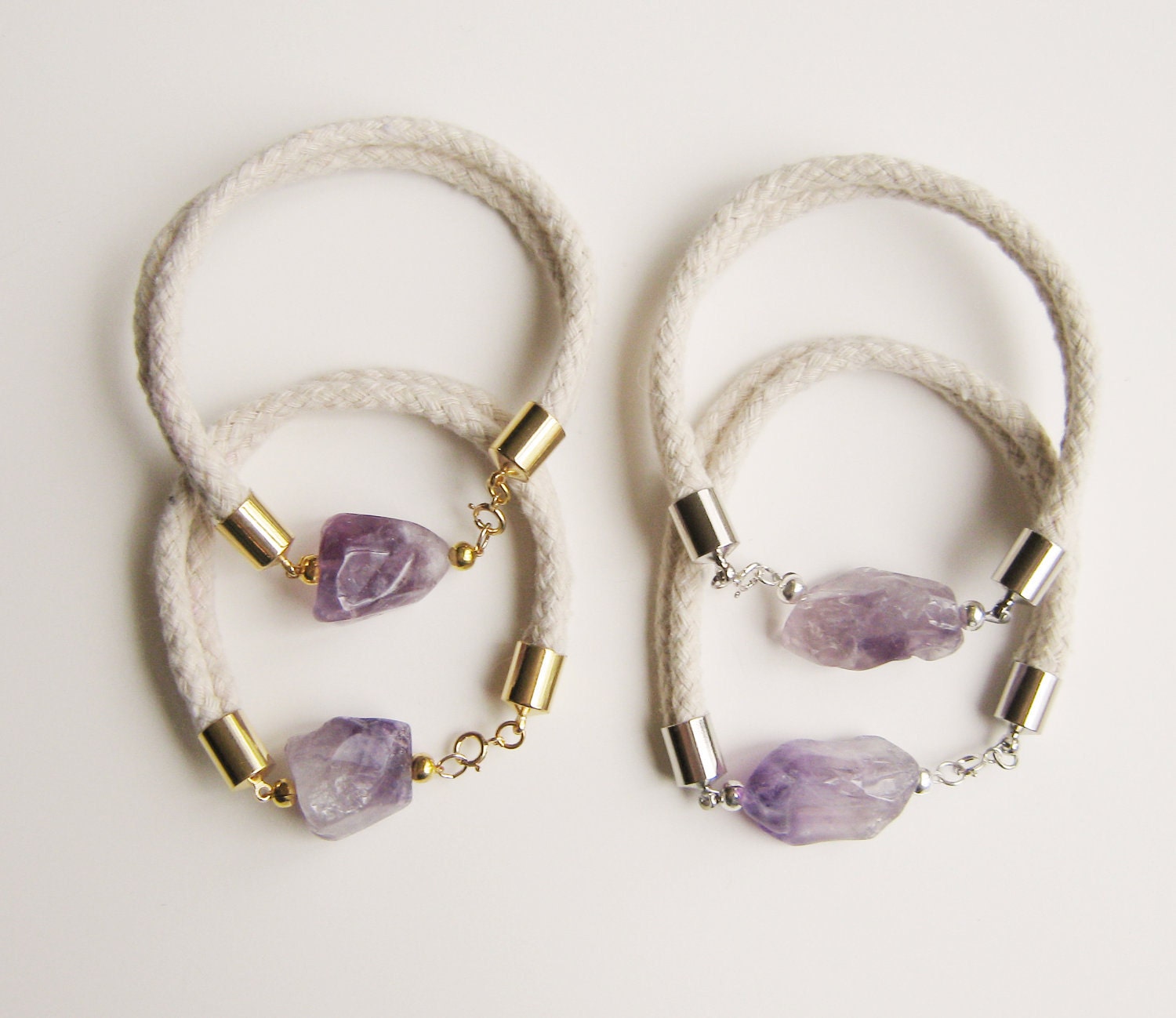 RESERVED FOR Francesca .Amethyst and Rope Bracelet.