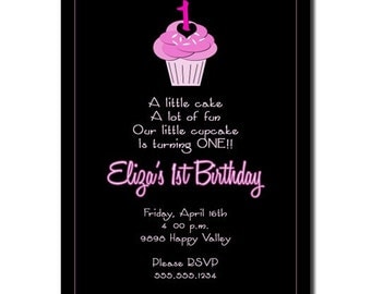Cupcake Printable Invitation or Thank You Card
