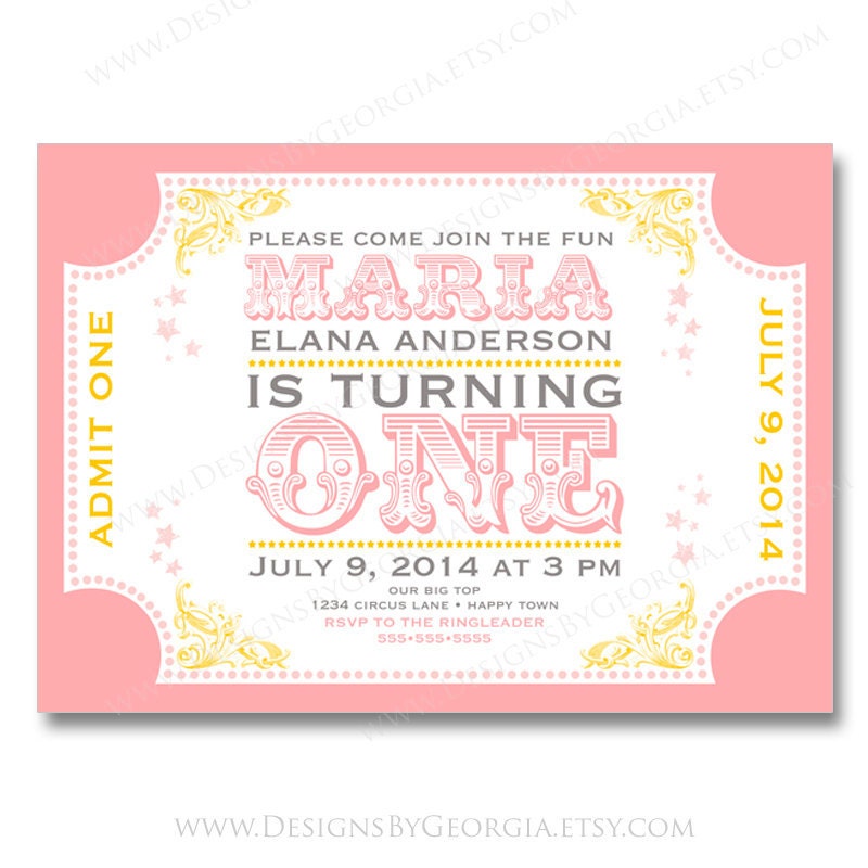 Vintage Ticket Circus Birthday Invitation- Print Your Own