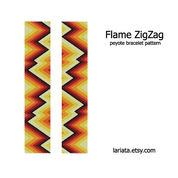 Flame Zigzag - Peyote Bracelet Pattern - INSTANT DOWNLOAD