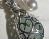 Sea Foam Sea Glass Necklace Pendant- Mermaids Teardrop Locket - Genuine Seaglass