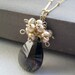 Smokey quartz and champagne fresh water pearls Necklace, 14k gold filled