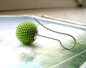light green globe bead crochet earrings
