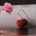 Dark pink bead crochet earrings rouge red wine pumpkin shaped by DONAULUFT
