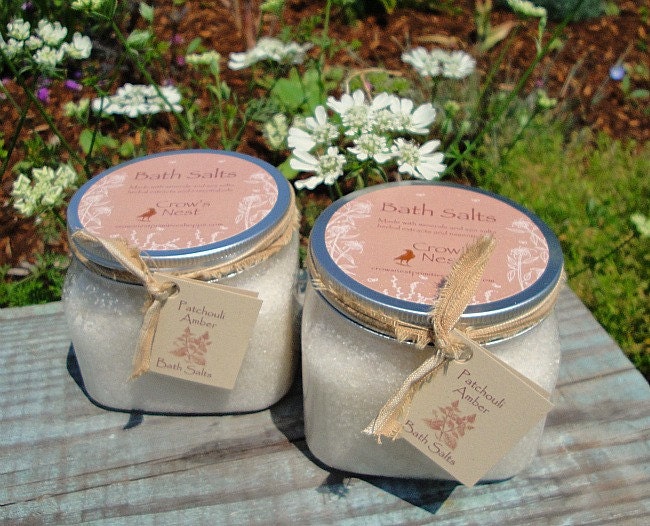 All Natural Patchouli and Amber Bath Salts with Pure Essential Oils