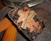 Organic Primitive GINGERBREAD grubby-spiced bar soap filled with spices and rusty gingerbread man