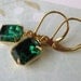 Emerald Vintage Rhinestone Earrings Swarovski Crystal Earrings in Gold