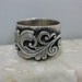 Ring - Wide Silver Hammered Band with Silver Filigree Design