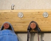 Driftwood Hat Rack with Indian Head Nickels and wine corks