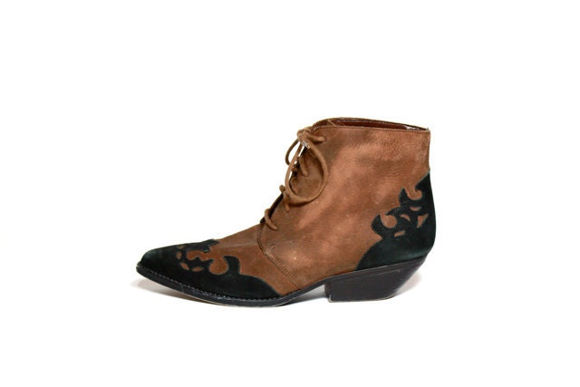 VTG 80's Two Tone SOUTHWEST Lace Up Chukka Ankle Boot 6
