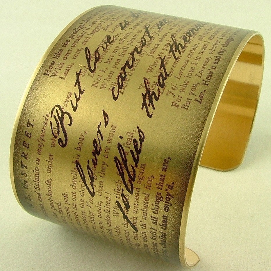 William Shakespeare's The Merchant of Venice 'But Love Is Blind' Literary Art Brass Cuff Bangle