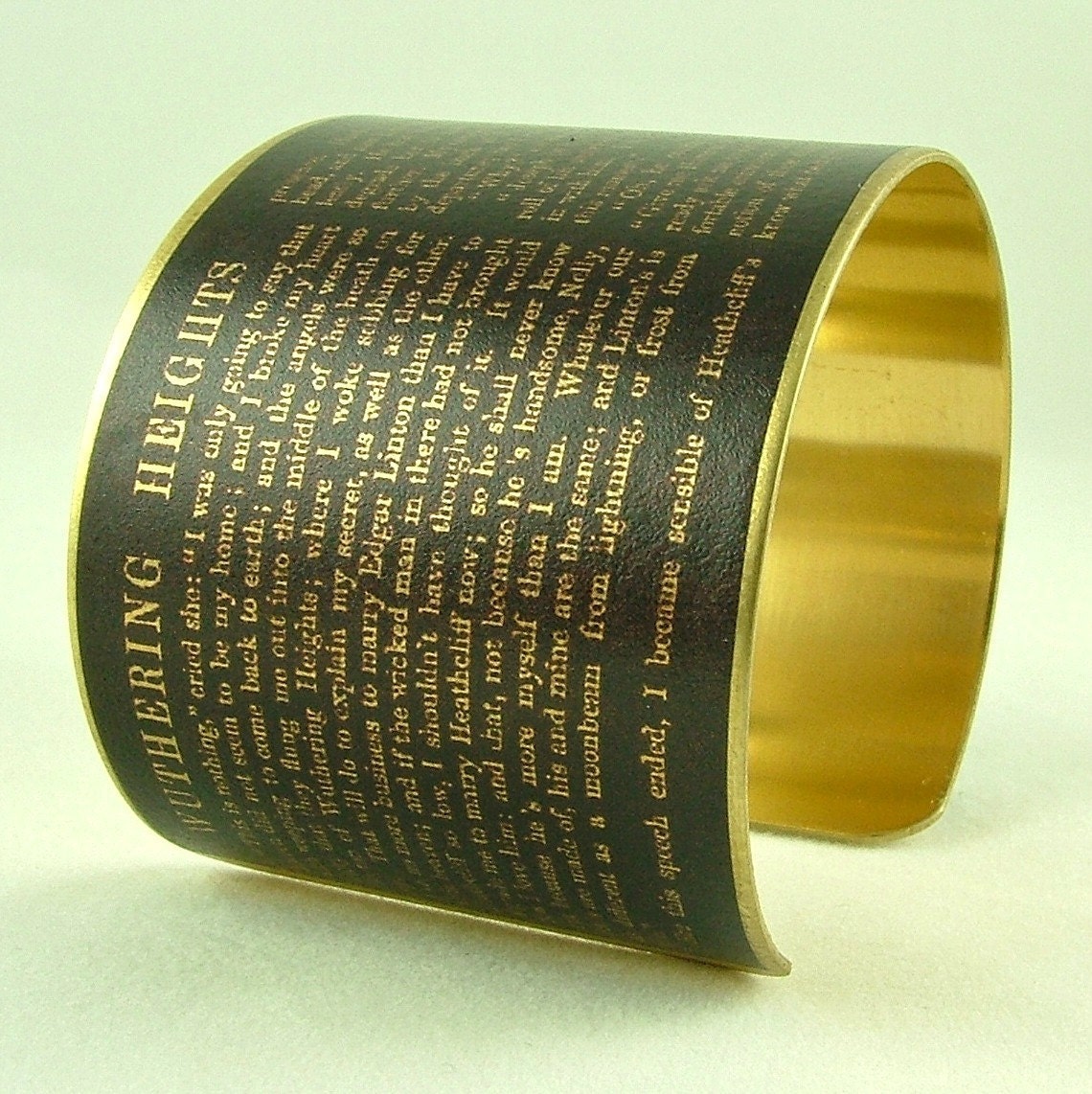 Emily Bronte's Wuthering Heights - Literary Classic Brass Cuff Bracelet