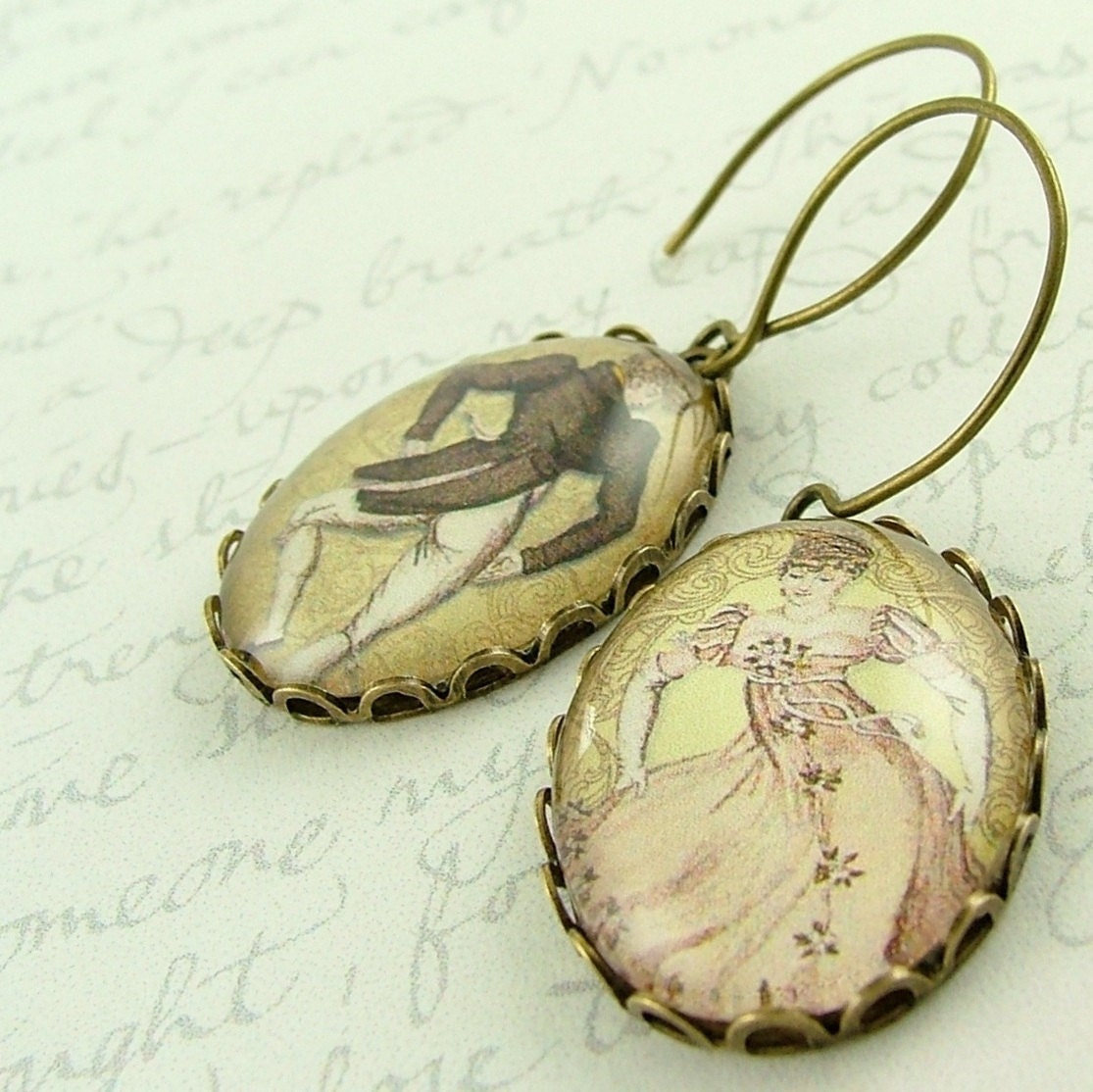 Regency Dancing 'Elizabeth Bennet and Mr Darcy' Pride and Prejudice Earrings - Jane Austen Literary  Jewelry