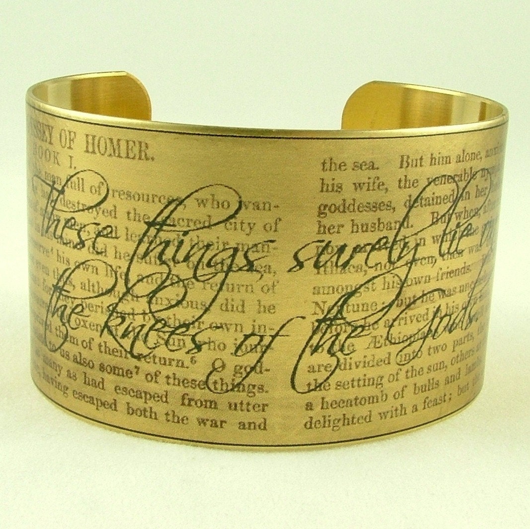 Homer's The Odyssey - Ancient Greek Poetry - Literary Brass Cuff Bracelet