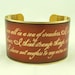 Dracula by Writer Bram Stoker Supernatural Gothic Book Quote - 'I doubt, I fear, I think strange things' - Brass Cuff Bracelet