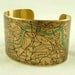 Vintage London Map with the River Thames Brass Cuff Bracelet - Map Jewelry - London Olympics 2012