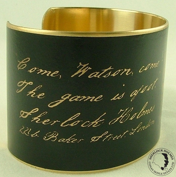 Sherlock Holmes Jewelry - Come Watson, The Game Is Afoot - Steampunk Brass Cuff Bracelet