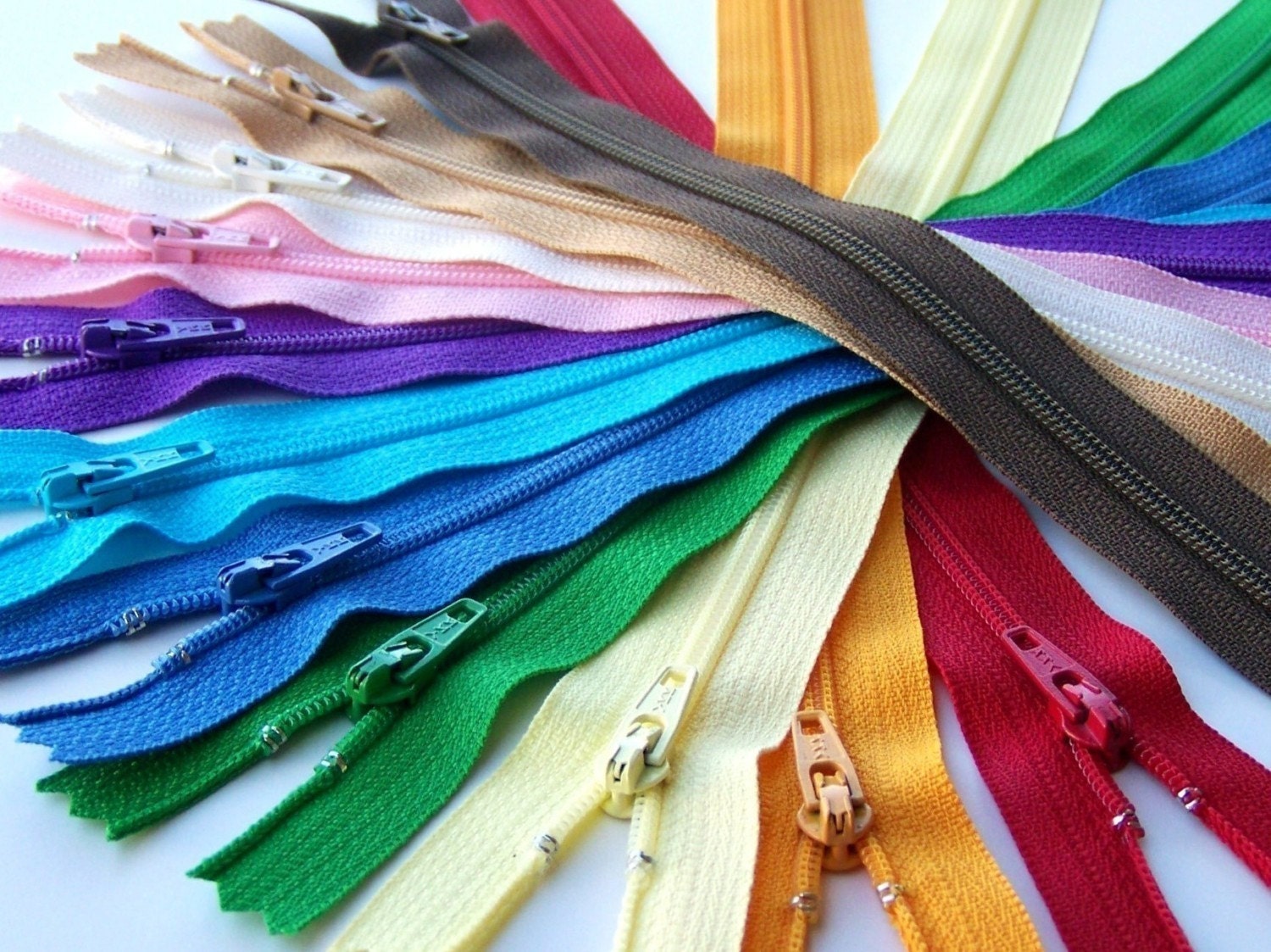 SALE 100 Assorted 9 and 10 Inch YKK Zippers red orange yellow green blue purple pink brown black white