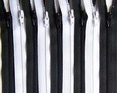 20 YKK Zippers 8 Inch Black and White Bundle