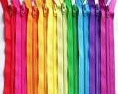 10 Inch BRIGHTS ykk zipper sampler pack 10 pcs cherry red orange sunshine yellow apple green blue purple magenta