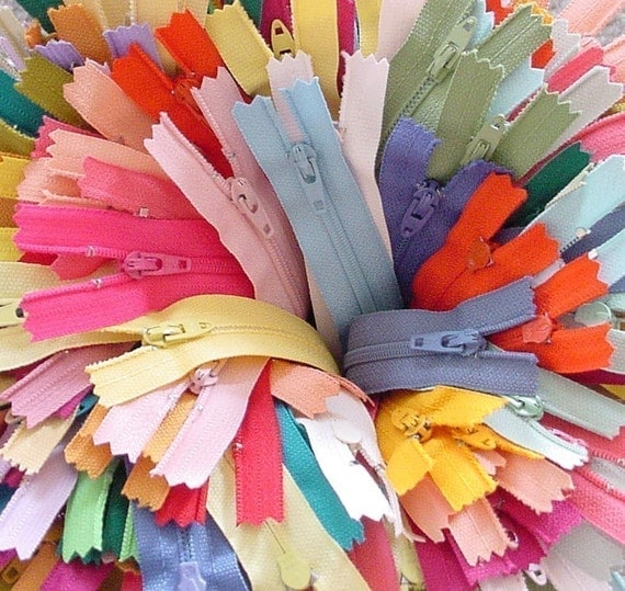 SALE 50 Assorted 7 and 8 Inch YKK Closed Bottom Nylon Coil Zippers