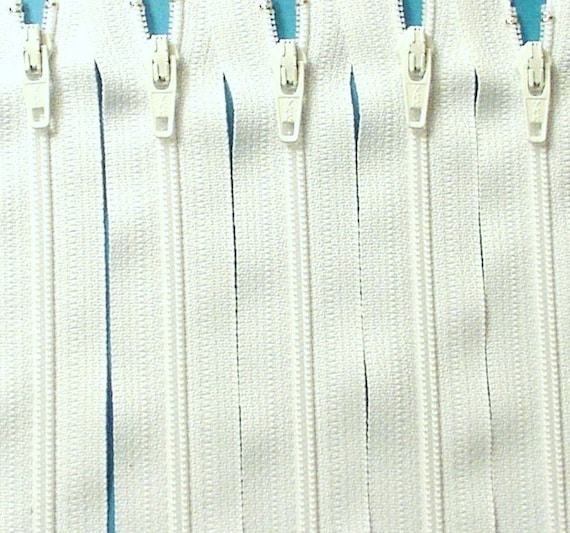 Wholesale Twenty-five 14 Inch White Zippers YKK Color 501