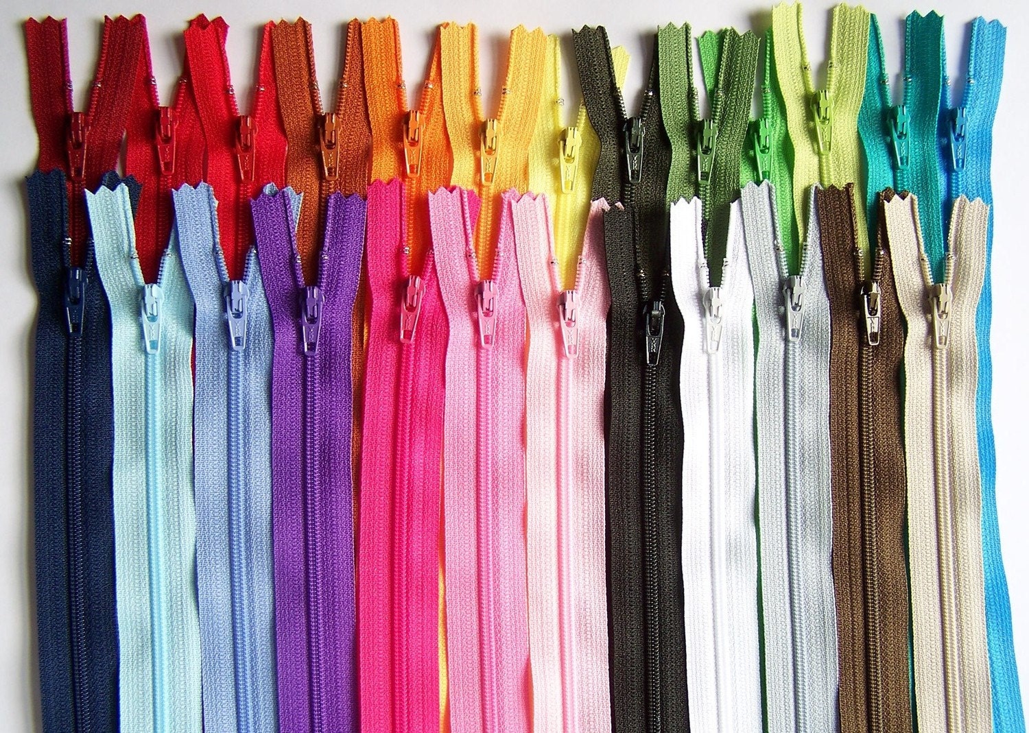SALE 50 Assorted 9 and 10 Inch YKK Zippers red orange yellow green blue purple pink brown black white
