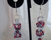 Chainmallie Aluminum Jump Ring Earrings Red, Gray and Silver