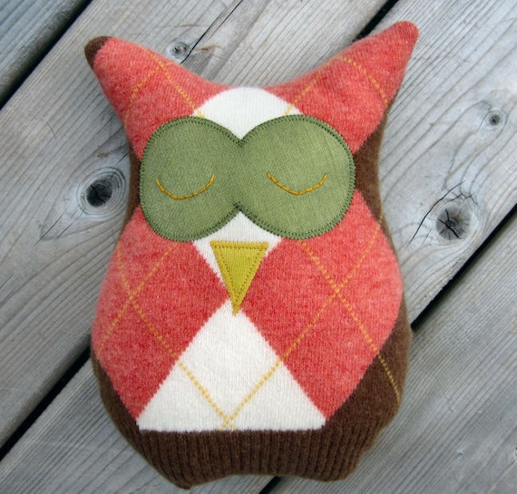 Owl Pillow Argyle