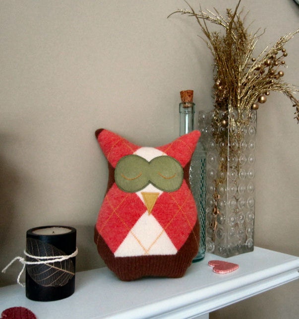 Owl Pillow Argyle