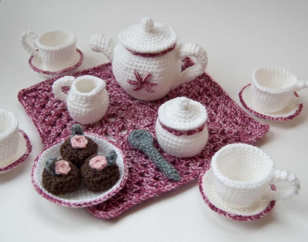 Instant Download Crochet Pattern - My Nana's Tea Set