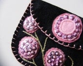 Felt Change Purse Wallet- Black and Pink