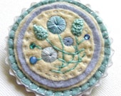 Handmade Shades of Blue Floral Felt Brooch
