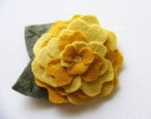 Yellow Layerd Felt  Floral Hair Clip Handmade