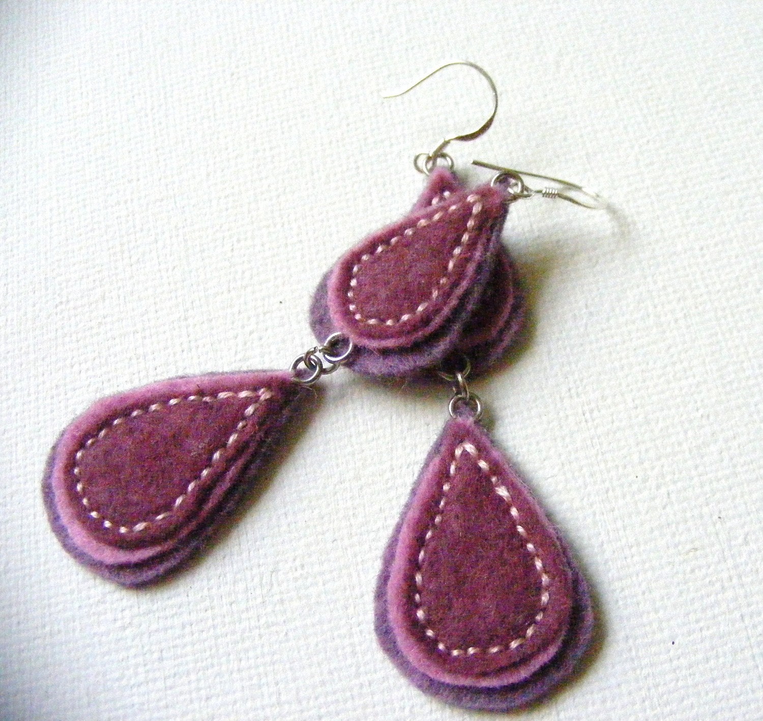 Shades of Plum Double Teir Felt Earrings