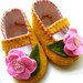 Felt Baby Shoes - Mustard Hot Pink