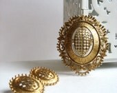 Monet Brooch & Earrings Set, Vintage Gold Openwork 1950s