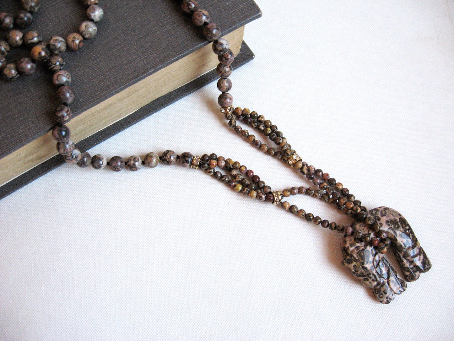 Leopard Jasper Necklace & Earring Set Leopard Skin Jasper Beads
