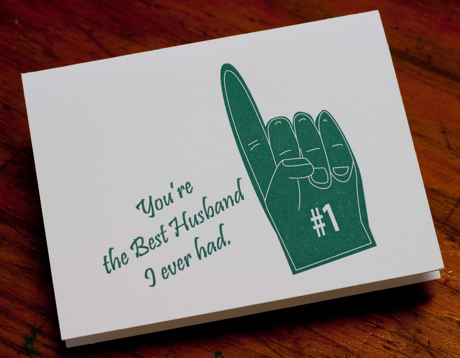 Foam Finger Letterpress Love Card, Best Husband Ever