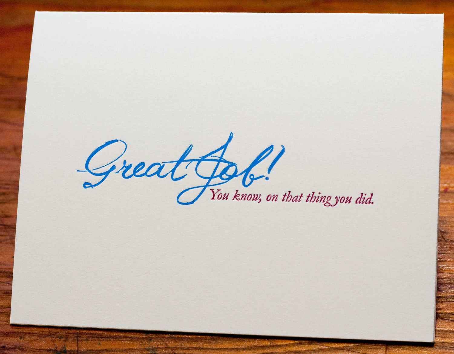 Letterpress Congratulations Card, Great Job (You know, on that thing you did)