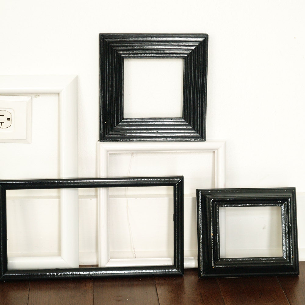 Etsy Sale - Medium Sized Painted Frames - Eclectic Classy - Rustic Black and White