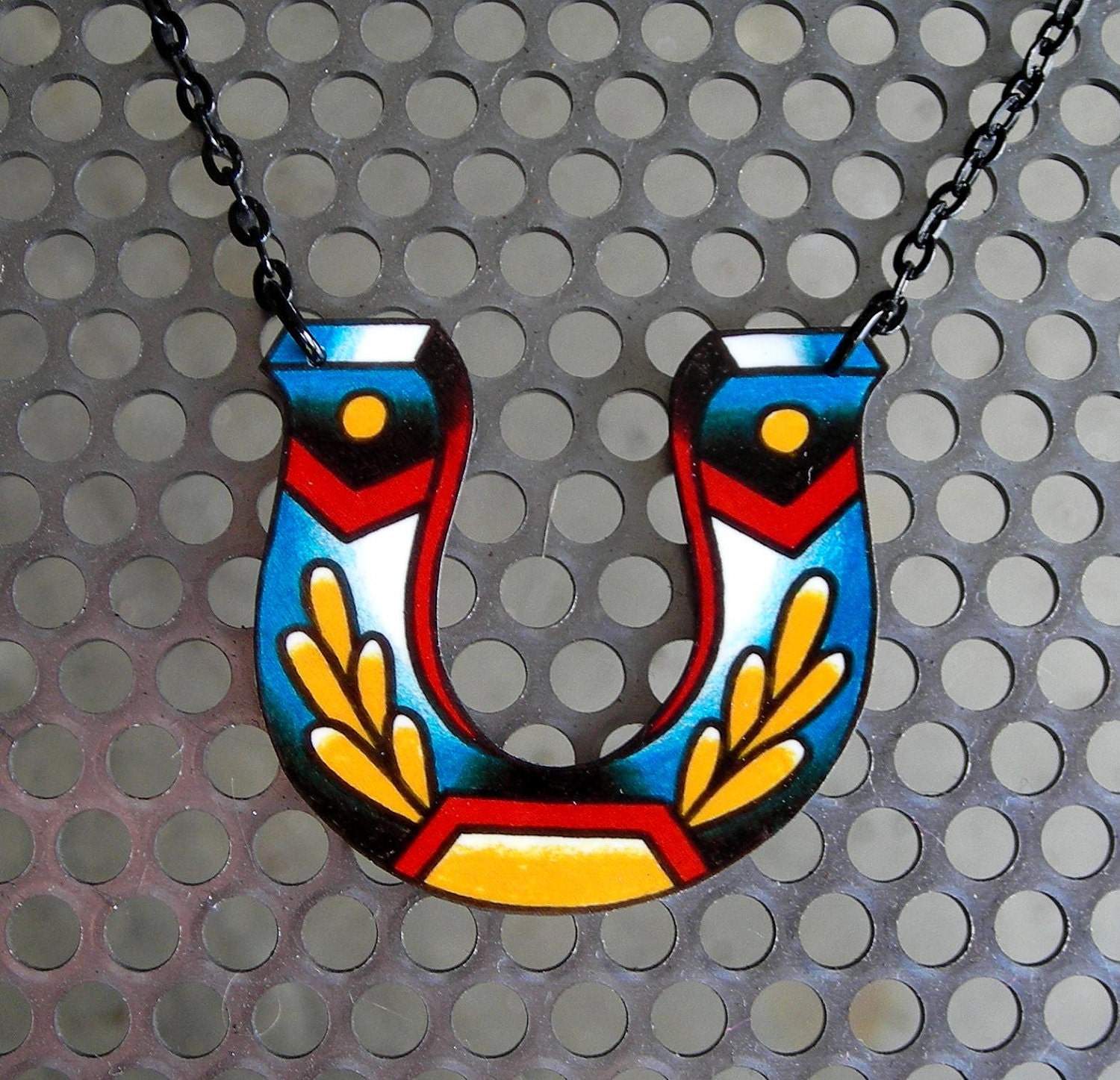 Traditional Tattoo Lucky Horseshoe Necklace