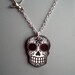 Day of the Dead Black and Grey Filigree Sugar Skull Necklace