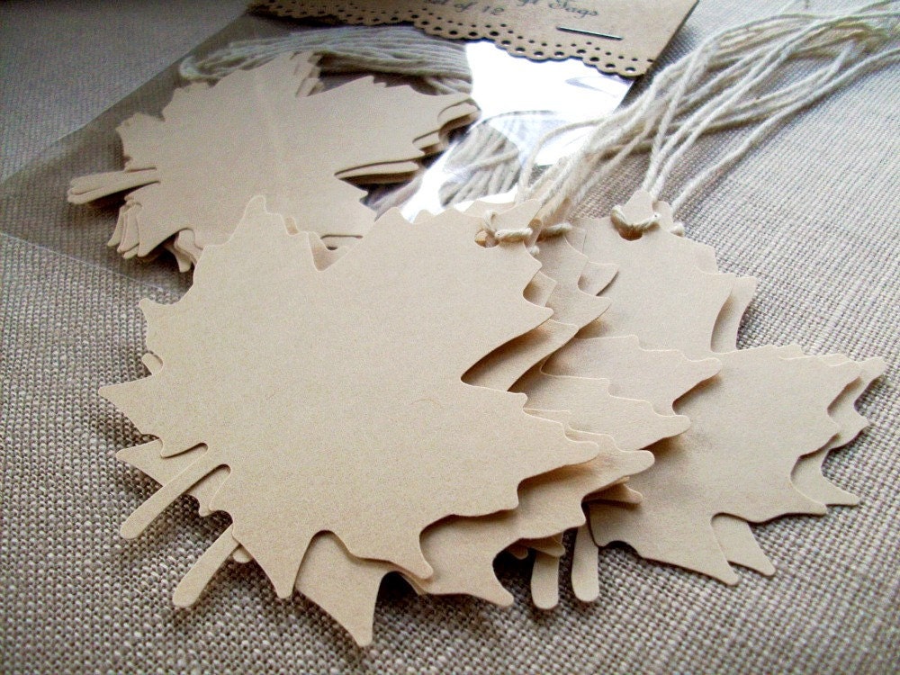 Maple Leaf Gift Tags and Place Cards, Wedding Escort Cards and Favor Tags - BirdcageCards