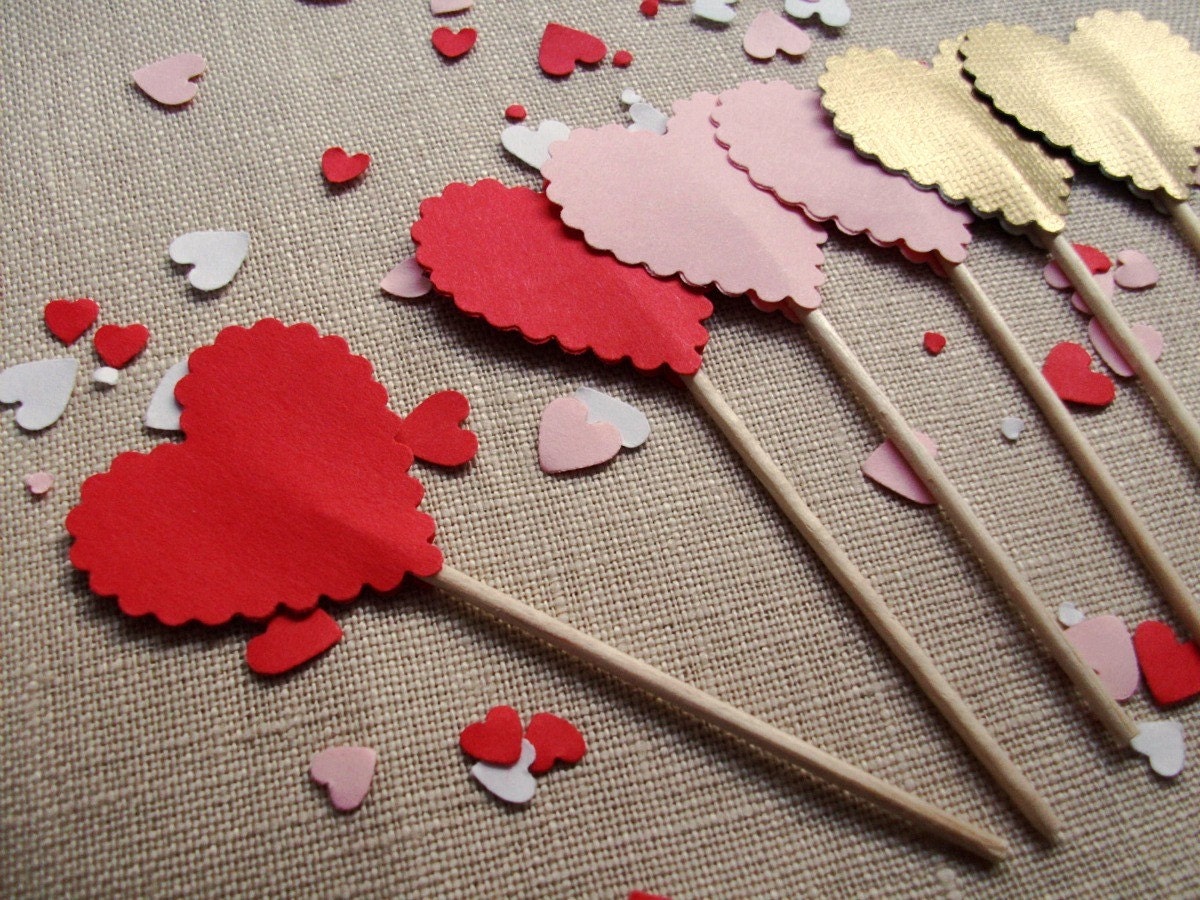 Heart Cake Topper Decorations, Valentine's Day Party Decoration, Wedding Cake Toppers
