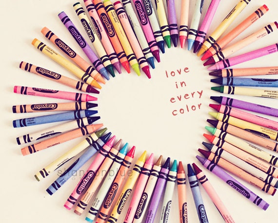 heart love photograph / crayons, color, rainbow, personalize, valentine's day / love in every color / 8x10 fine art photo